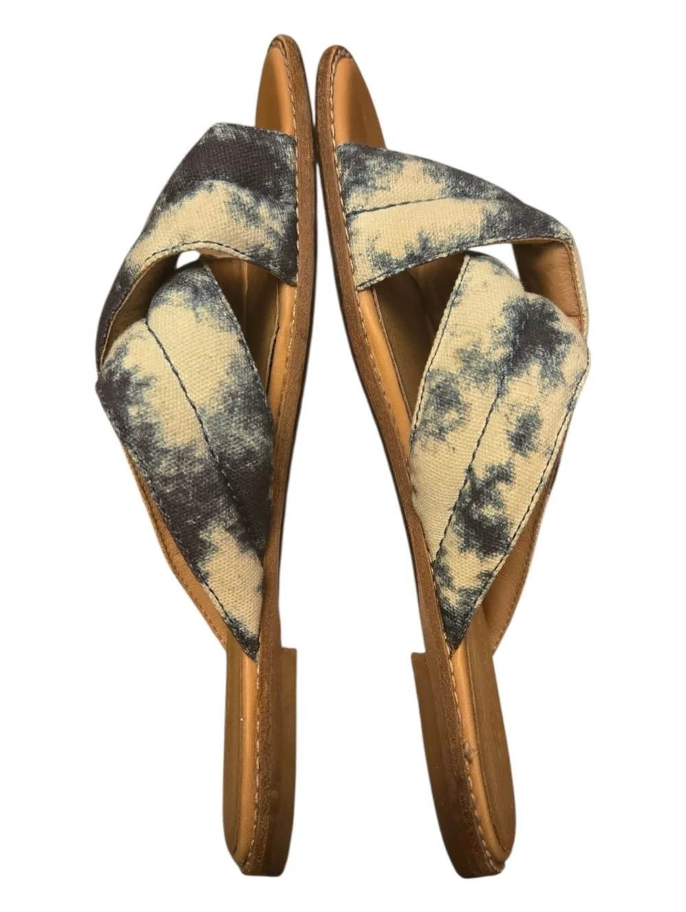 Madewell The Skyler Blue White Tie-Dye Puff Strap Sandal Size 6.5